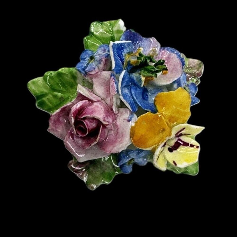 Vintage 1950s Coalbrook China Floral Brooch – Made in England